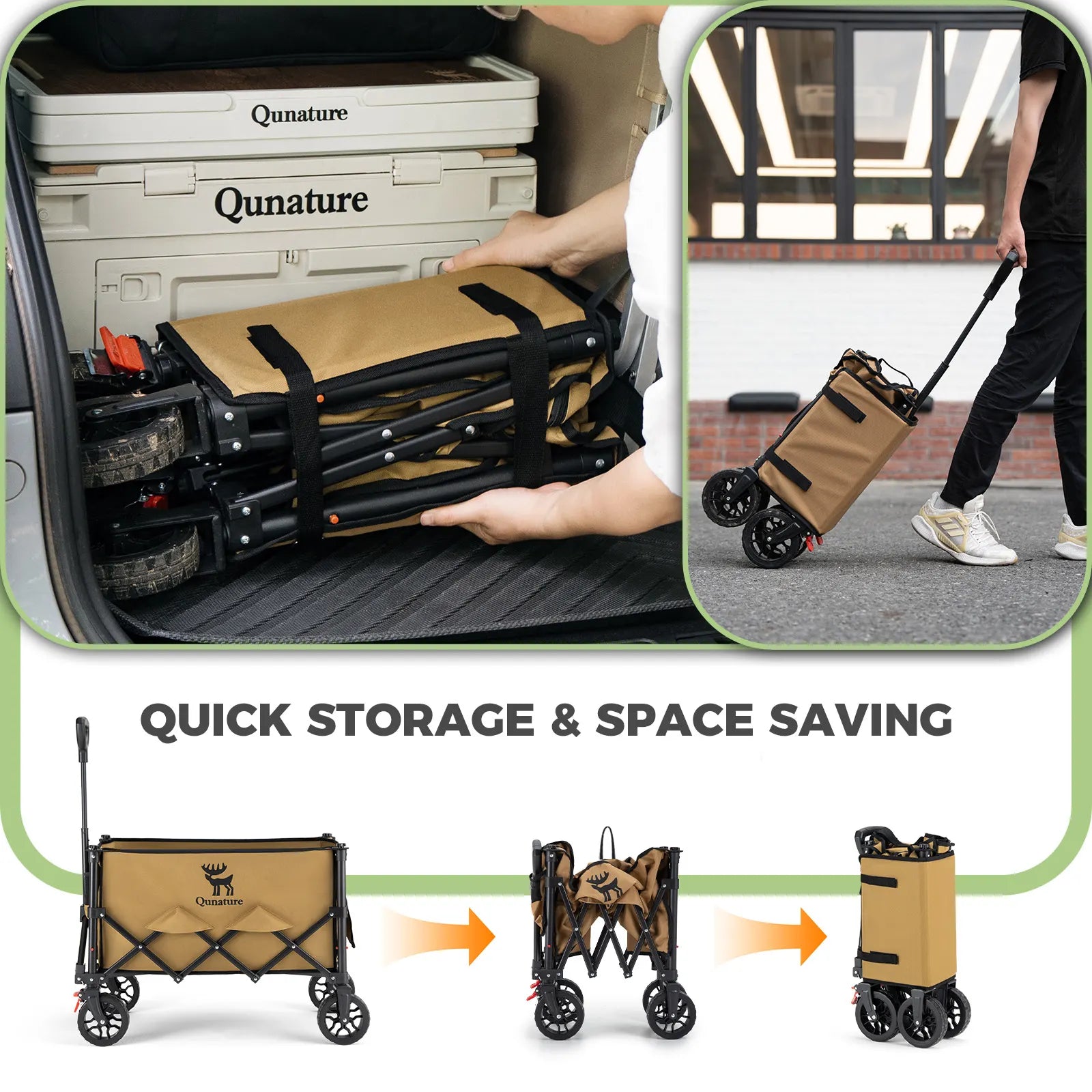220lbs Foldable Utility Wagon with 360° Swivel Wheels